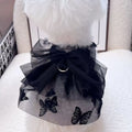 Black polyester gauze princess tulle skirt for a small dog, showing layered design.