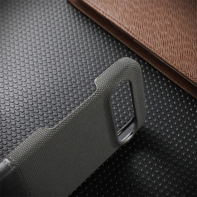 Black lambskin anti-fall phone case with plaid pattern for Google Pixel 8 Pro