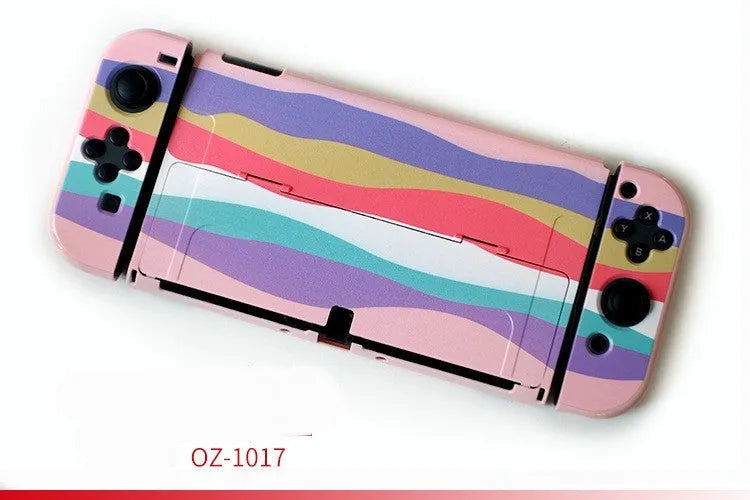 Hard protective case for Nintendo Switch OLED console in a cartoon crystal shell design.