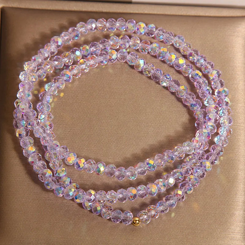 Multi-layer champagne crystal bracelet for women with faceted beads and adjustable chain
