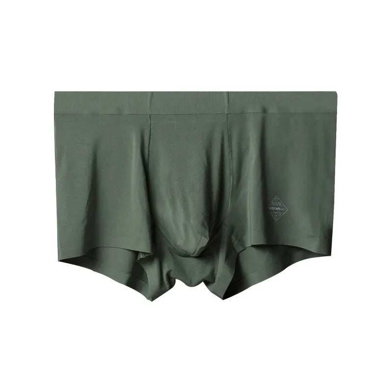Seamless one-piece men's underwear in modal fabric showing mid waist design