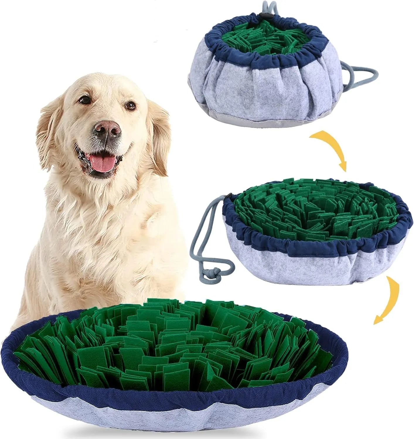 Blue adjustable snuffle mat for large dogs measuring 80cm across