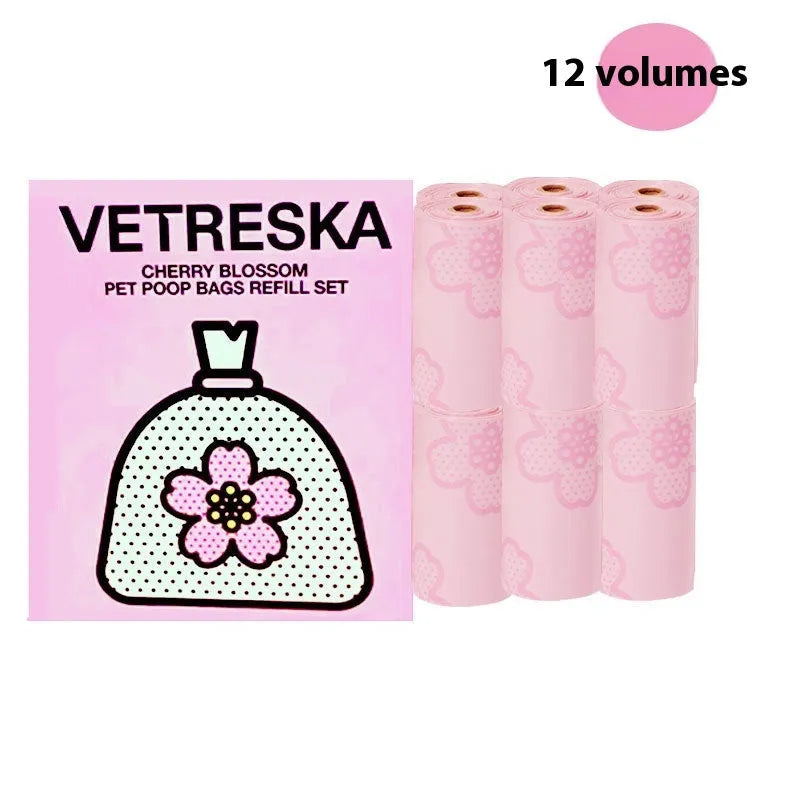 Thickened plastic dog poo bag dispenser capsule in strawberry design with a roll of scented inner bags
