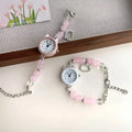 Women's chain watch with cat ear frame in silver, 8mm thickness, casual style
