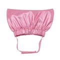 Adjustable ear-proof pet shower cap in non-woven fabric, shown in gold, pink, and silver colours.