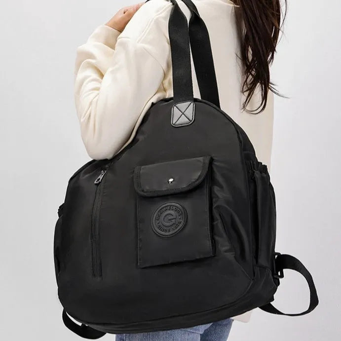 Large outdoor nylon backpack with sandwich pockets in black, khaki, or green letter rabbit colours