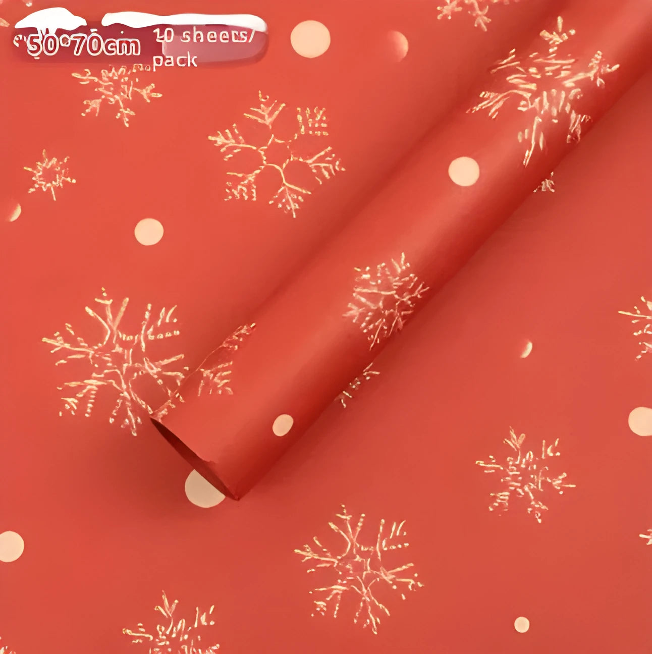 Christmas Kraft paper gift wrap with cartoon ink print, red and green patterns, 50x70cm sheet