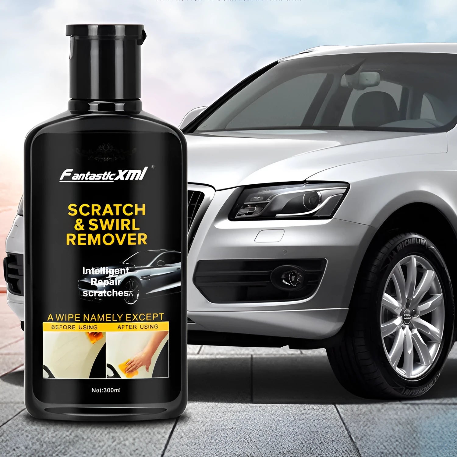 300ml liquid car scratch repair wax bottle with towel and sponge