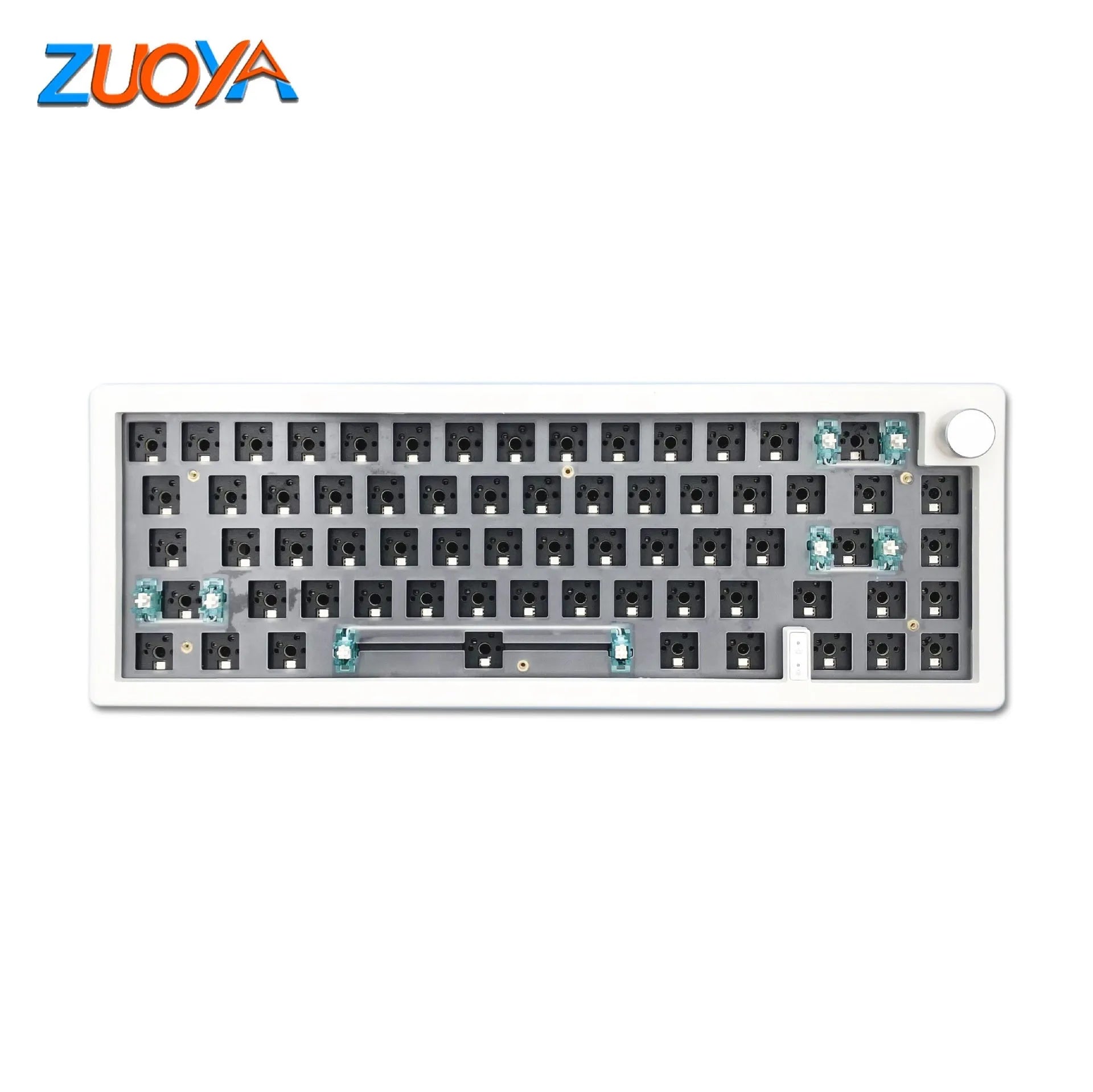 DIY mechanical keyboard kit with RGB backlighting, knob control, and seven colour options