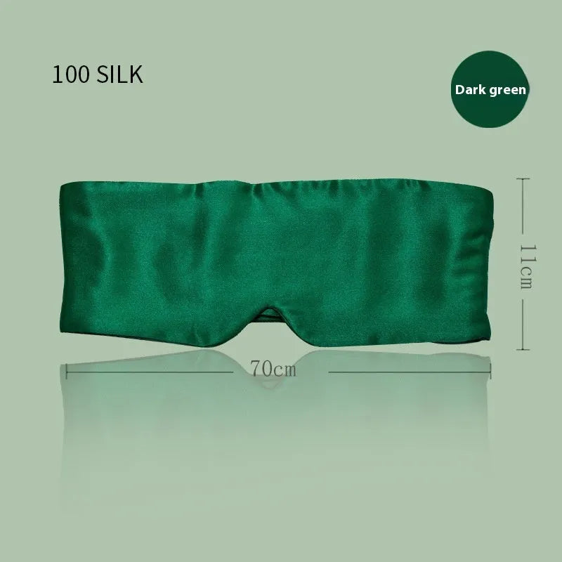 Mulberry silk sleep eye mask shown in multiple colours: black, gold, blue, grey, white, pink, and green.