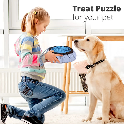 Blue adjustable snuffle mat for large dogs measuring 80cm across