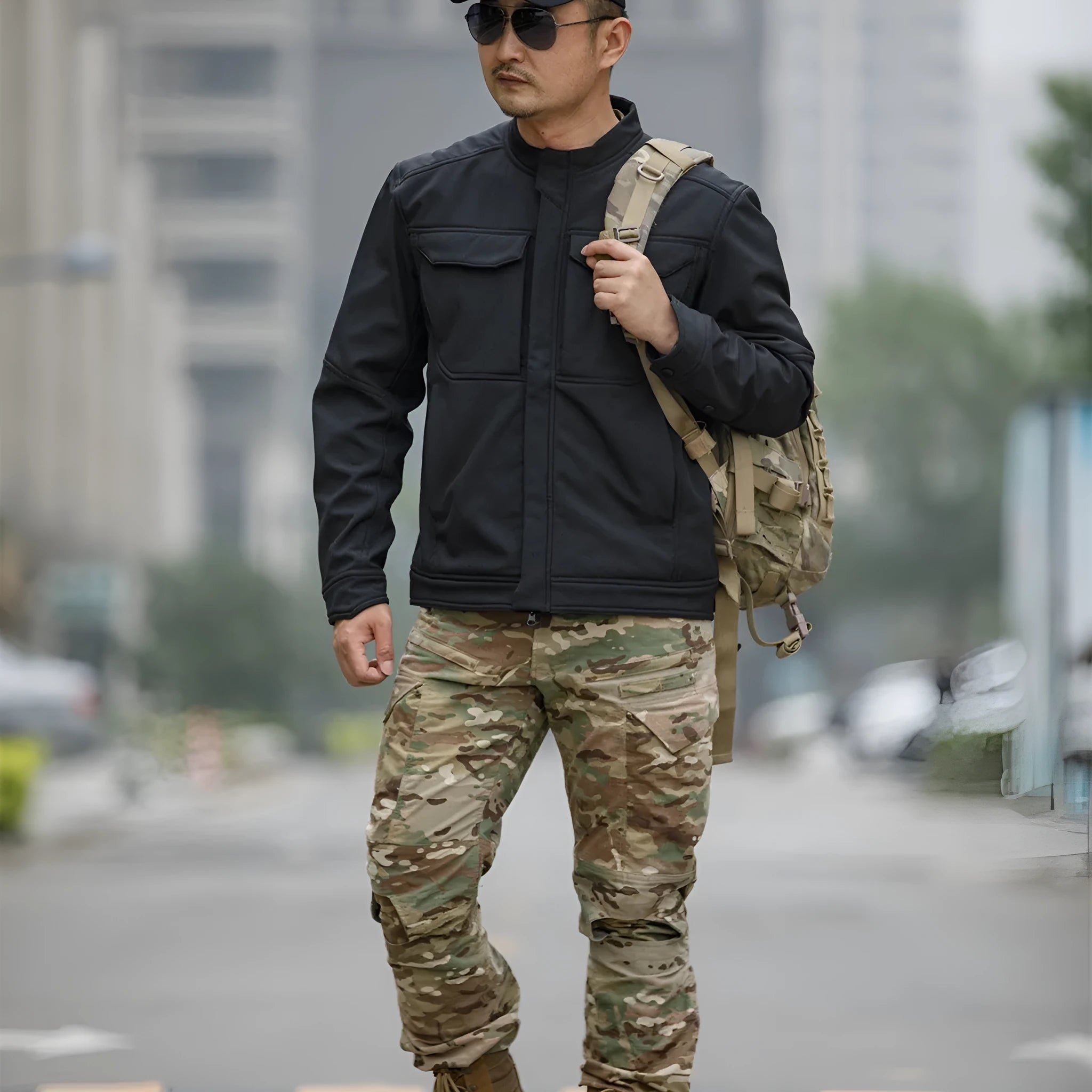 Bone Frog black soft shell tactical jacket for mountaineering and outdoor sports