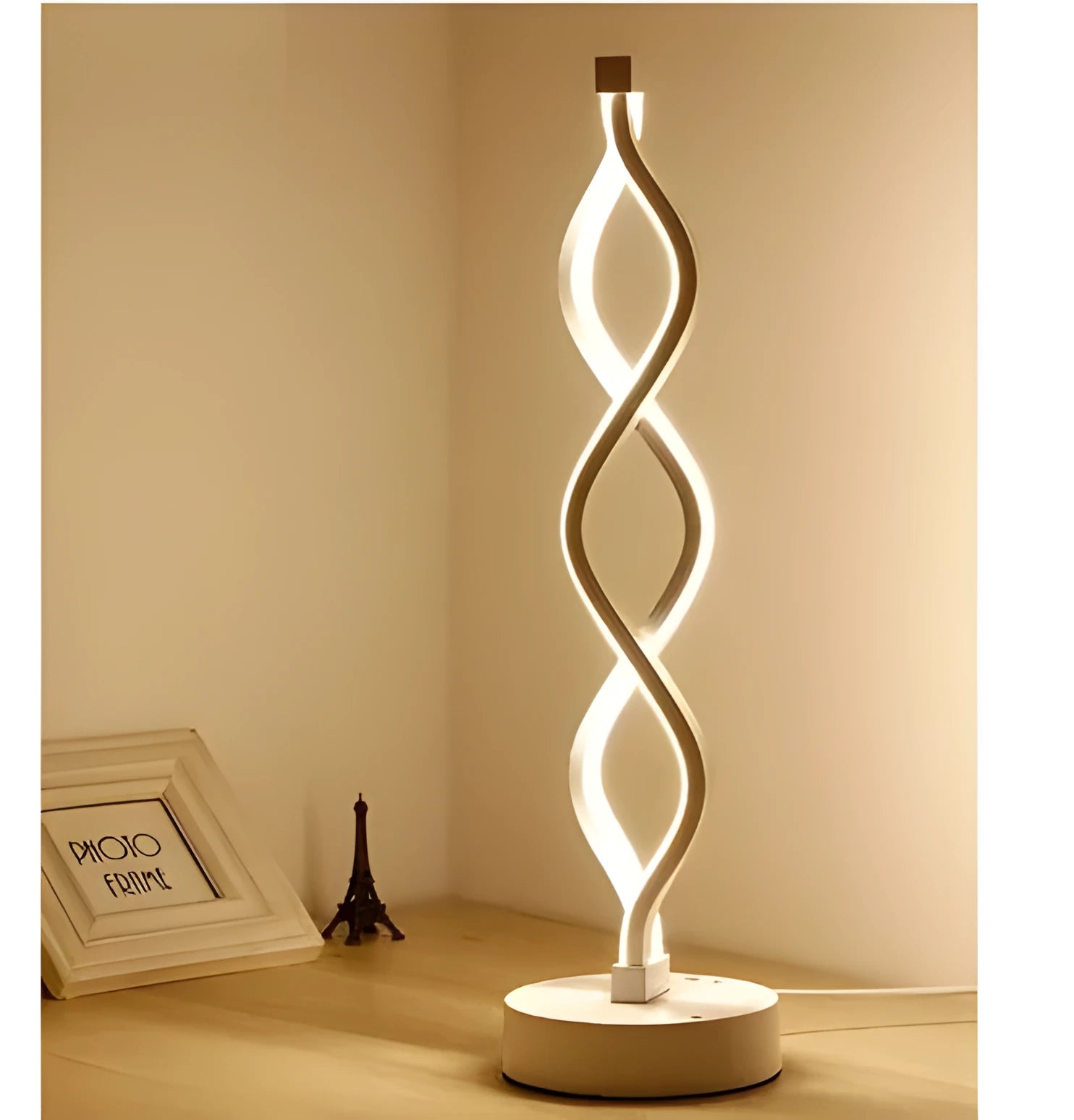 Wave type LED desk lamp in gold with three-color temperature and stepless dimming, plug-in design