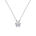 Women's silver butterfly necklace with 925 silver pendant and adjustable cross chain showing opal detail