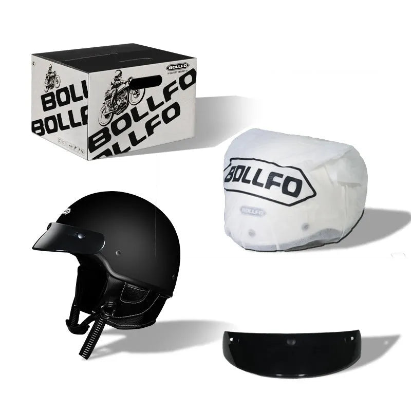 Retro style motorcycle helmet in ABS, shown in Ivory White colour