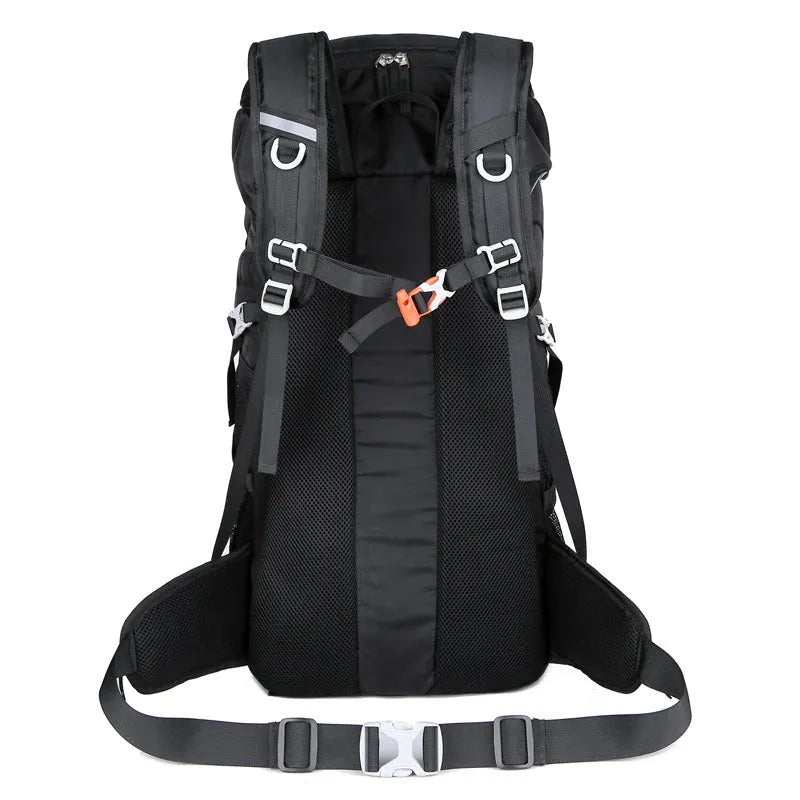 50L nylon mountaineering backpack in army green for hiking and camping