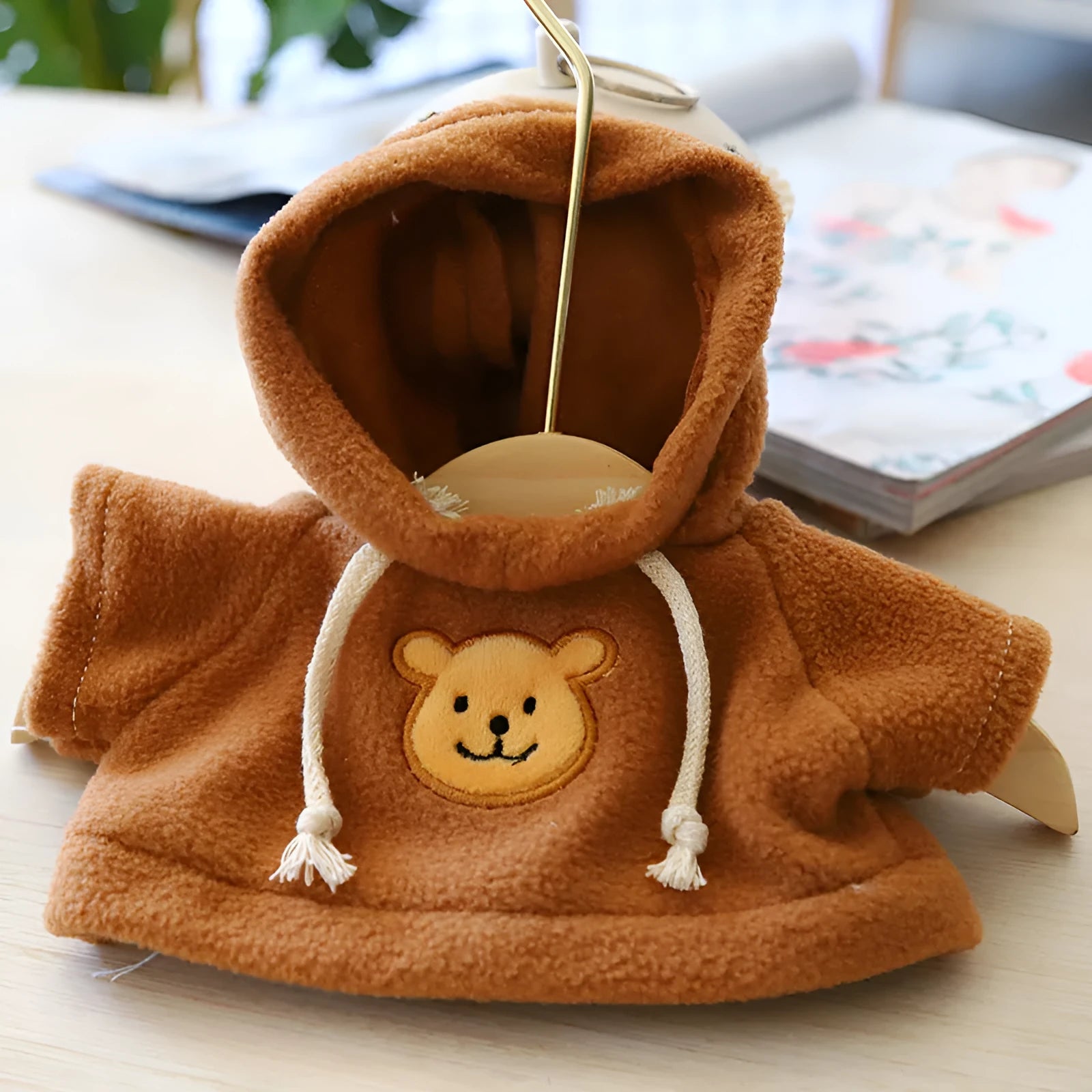 Blue hooded cloth dog jumper for medium or large sized pets.