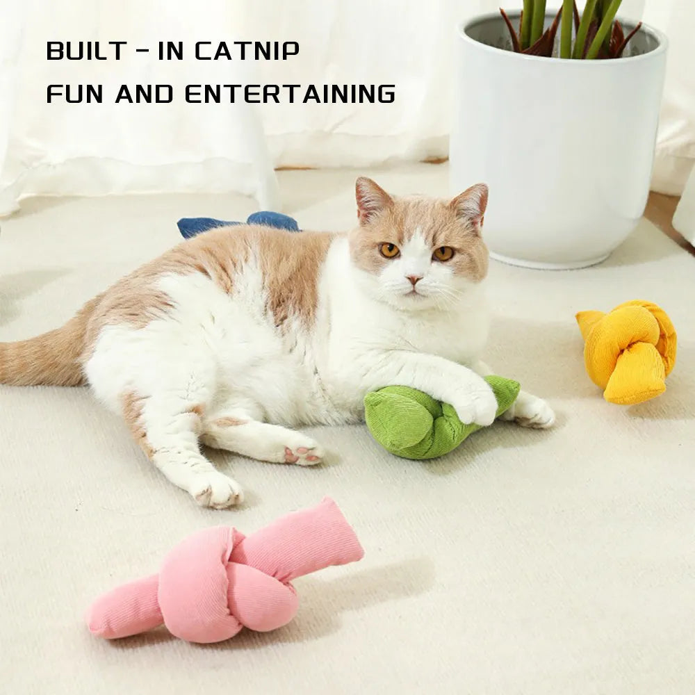 White knotted cotton dog rope toy for tug of war and chewing.