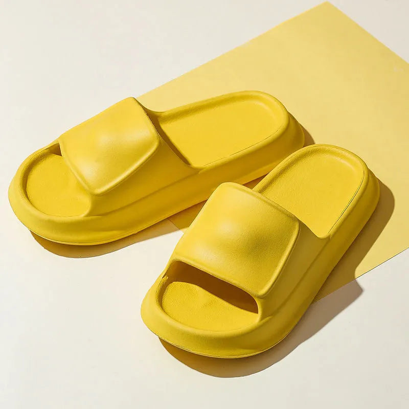 EVA flip-flop slippers with thick sole in multiple colours on a white background