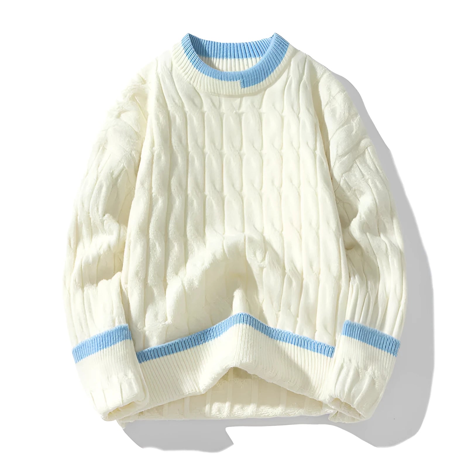 Men's loose fit two-piece modal acrylic sweater set in light blue colour