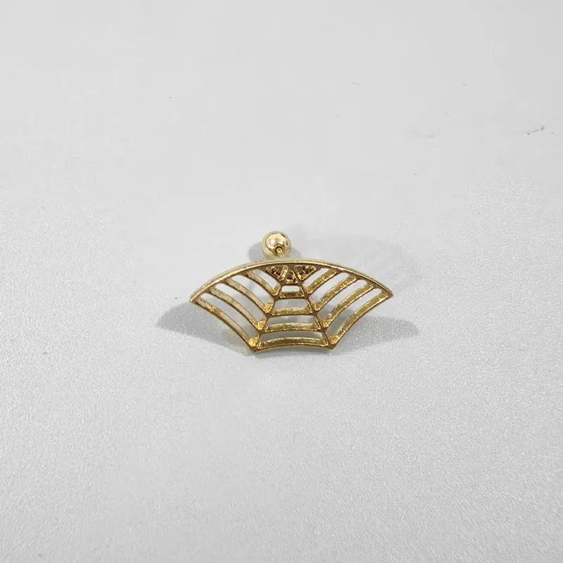 Gold and silver spider web geometric stud earrings with mesh design for Halloween
