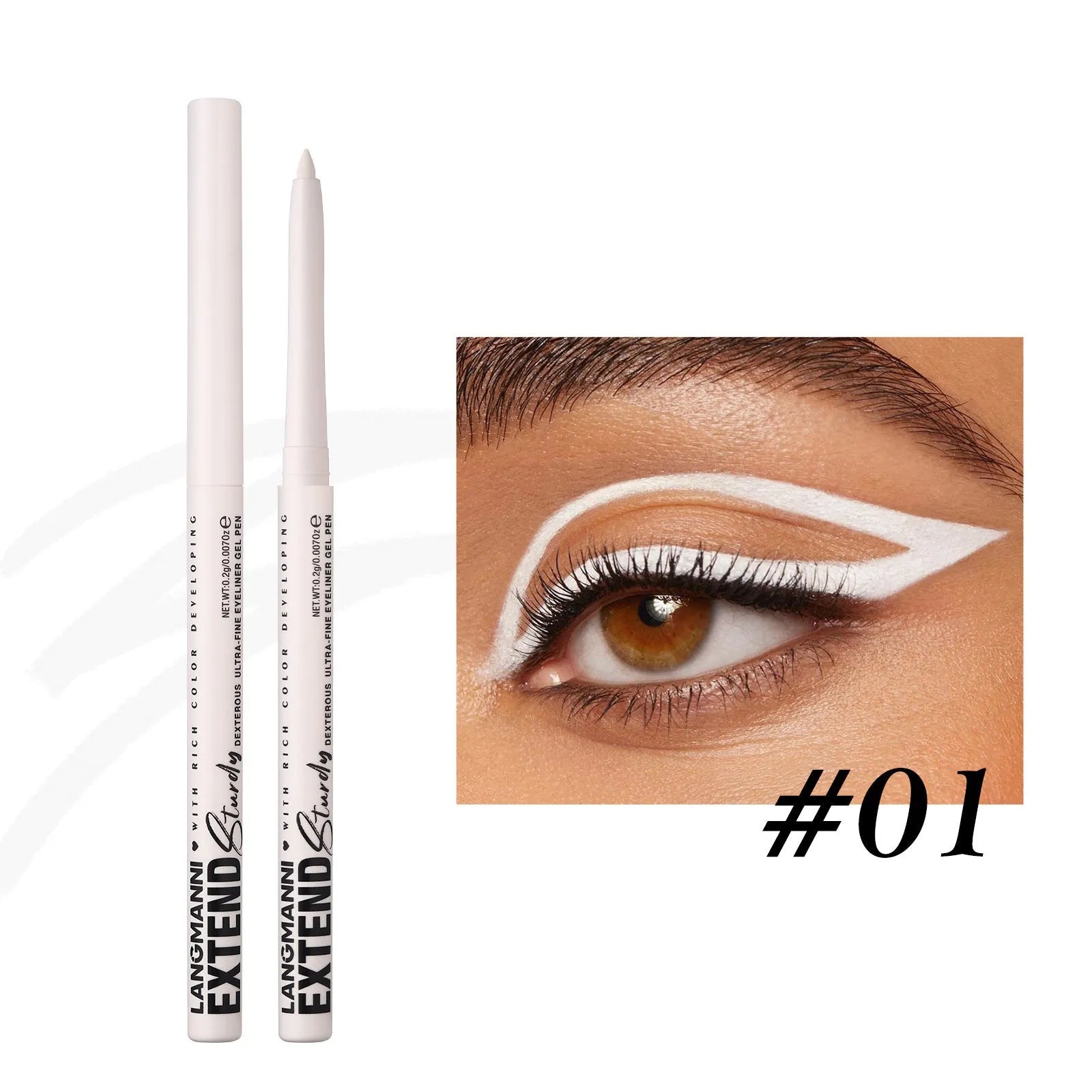Set of 12 colourful gel glitter eyeliner pencils showing matte, glitter, metallic, and pearl effects