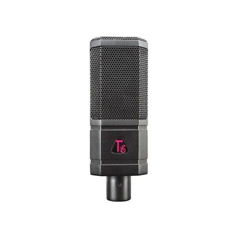 Black condenser wired noise cancelling microphone with shockproof mounting and cable for recording