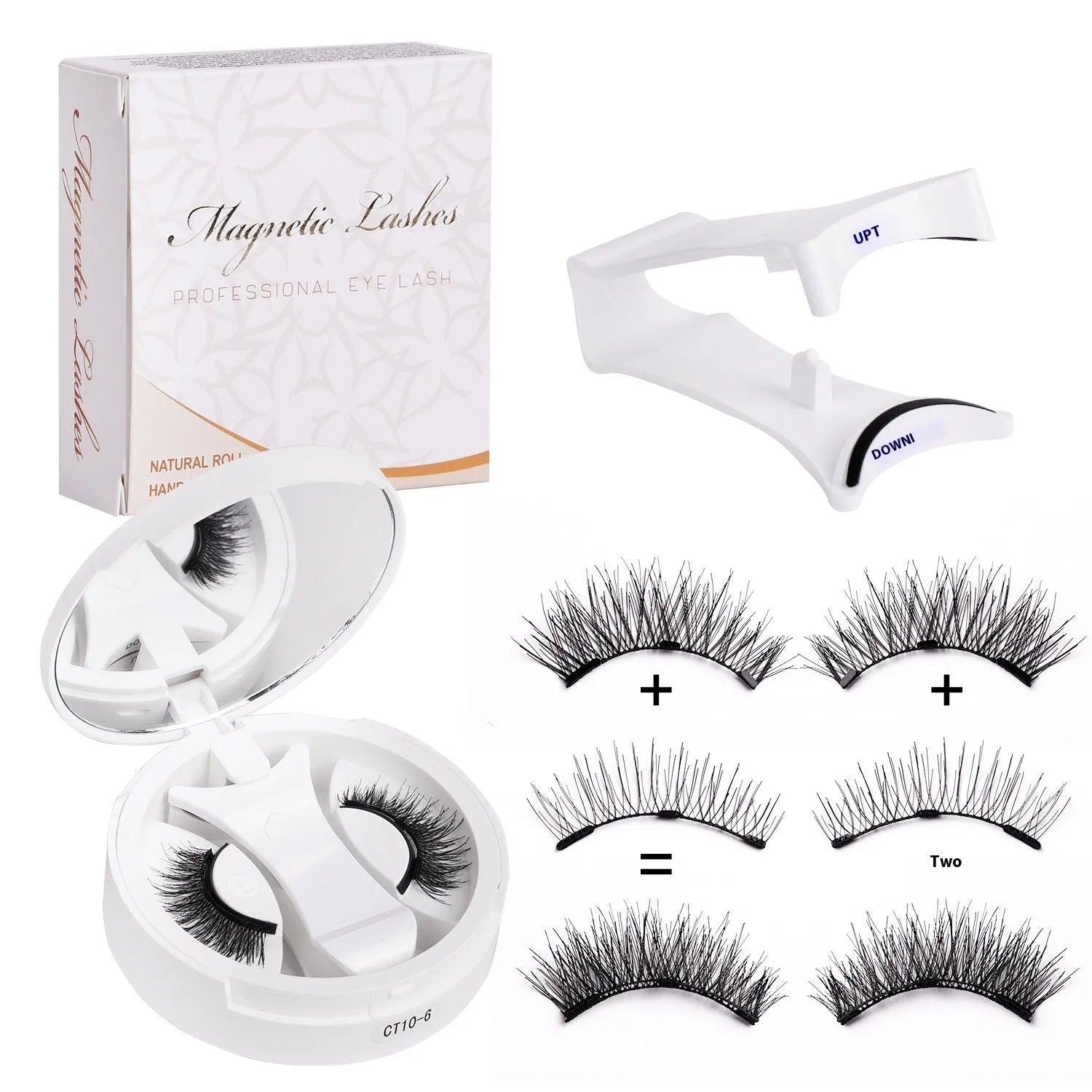 Magnetic false eyelashes in case with integrated soap holder, portable CT10 series