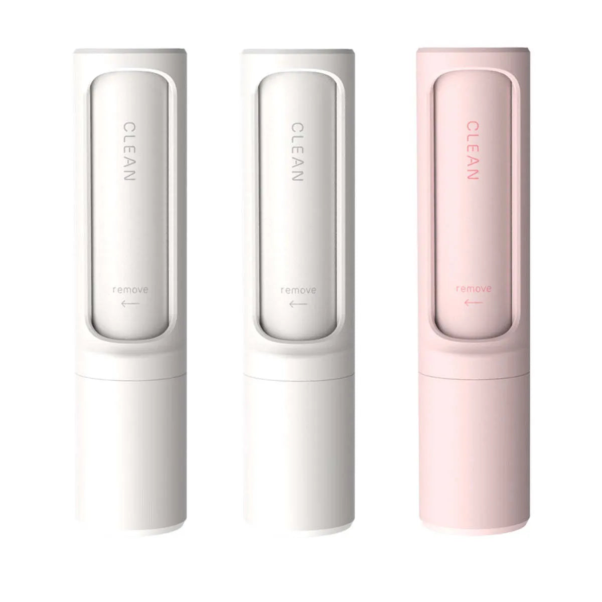 Rotating cylinder electrostatic pet hair removal brush in light pink with ABS body on a white background