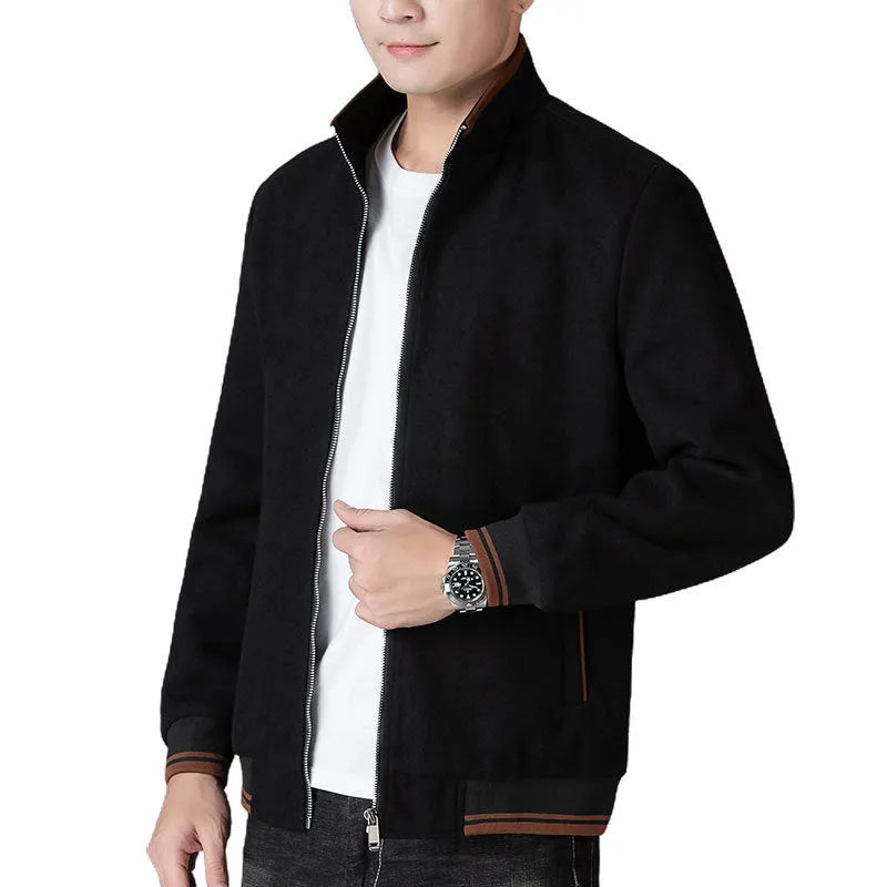 Men's sport style autumn fleece jacket in grey colour with size stick pockets