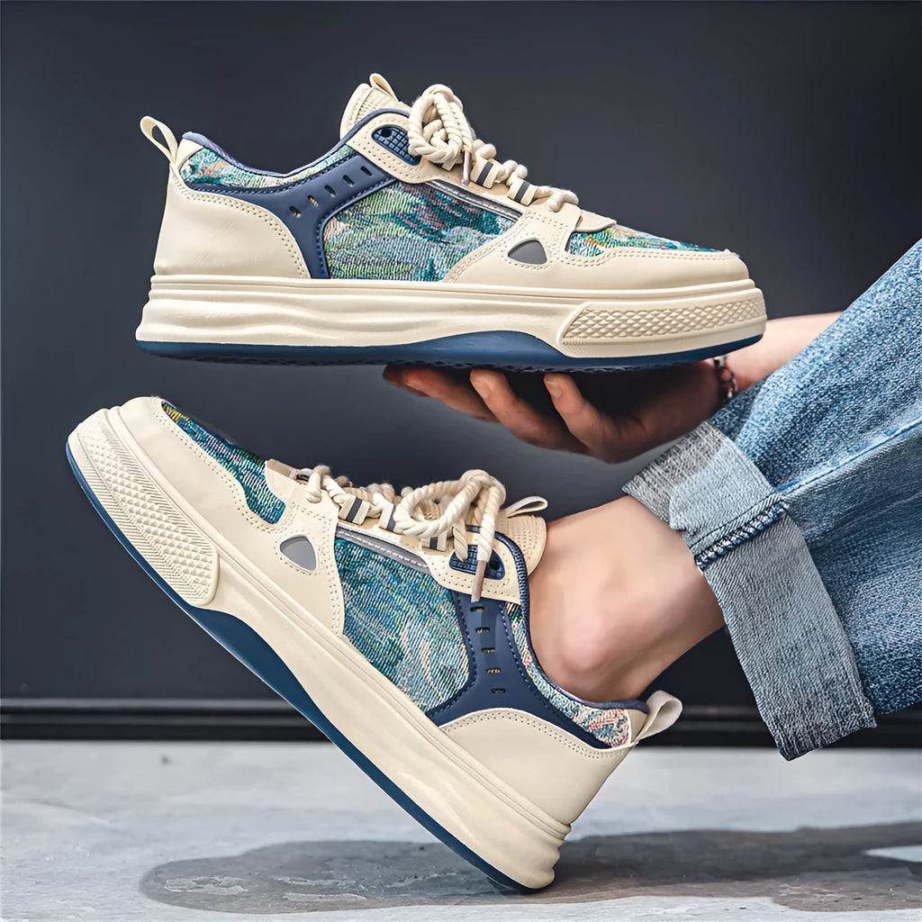 Canvas casual shoes with round toe and flat heel in Milan green or beige colours