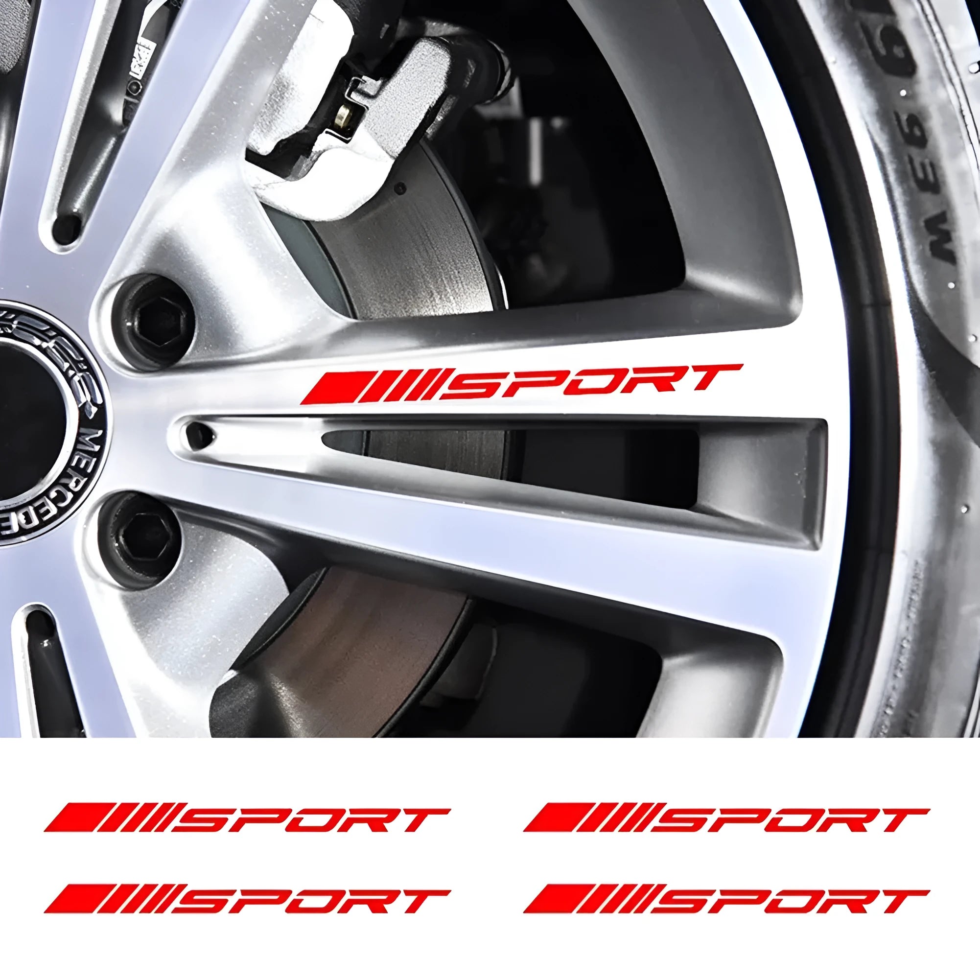 Red hollow sports design PET car sticker for rims, rearview mirrors, and door handles