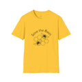 Men's yellow short sleeve t-shirt with 3D digital print design, round neck, and loose fit polyester blend fabric