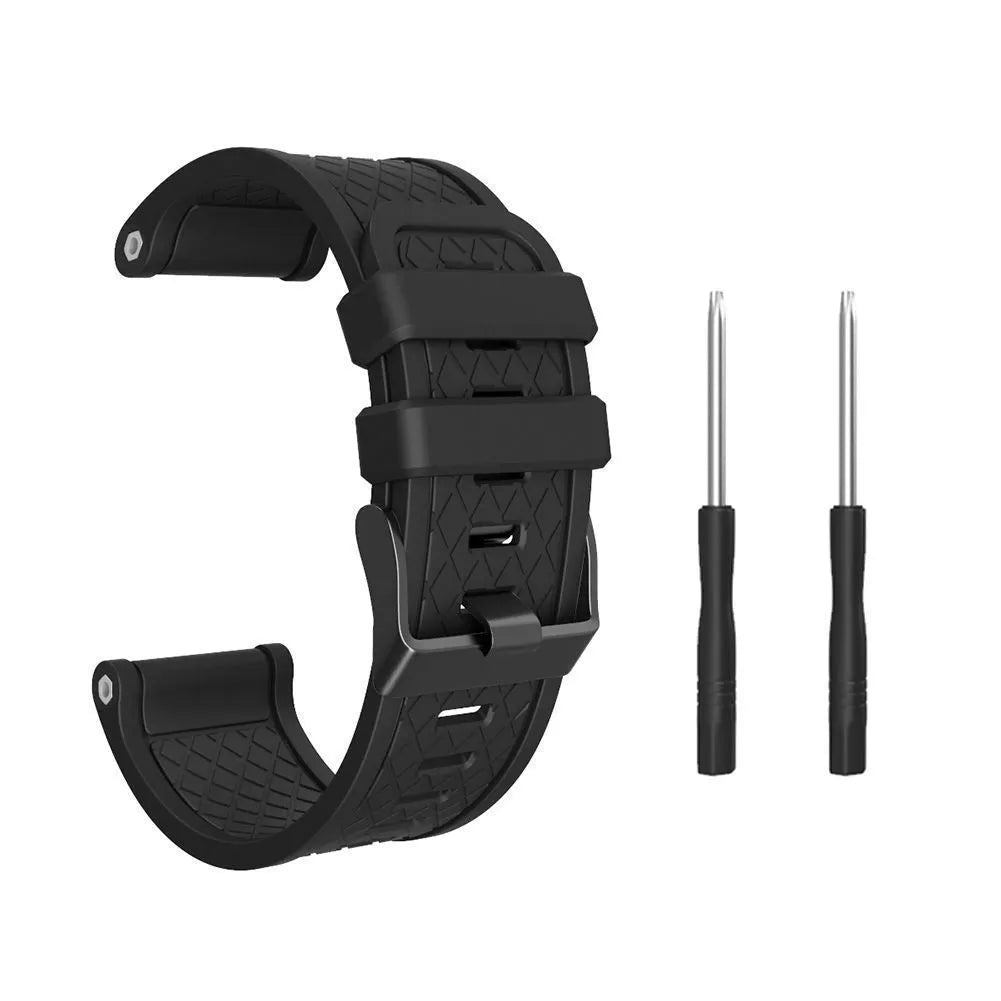 26mm black silicone watch strap with stainless steel buckle for Jiaming watches