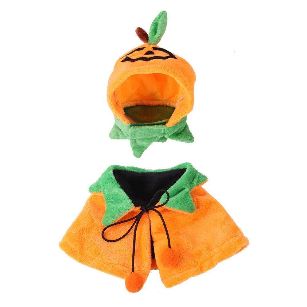 Orange reversible plush Halloween cloak for a dog or cat with pumpkin design.