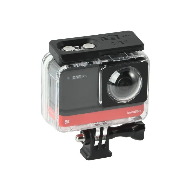 Transparent Insta360 One RS waterproof case for underwater panoramic photography