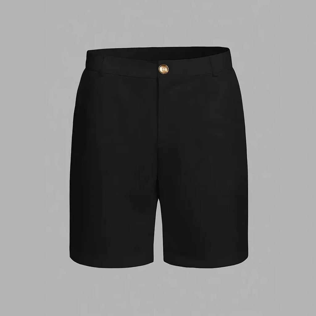 Man wearing grey Korean style straight-leg casual cotton blend shorts.