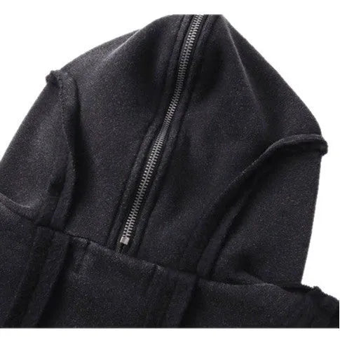 Black men's padded coat with zipped hood and loose fit design for autumn wear