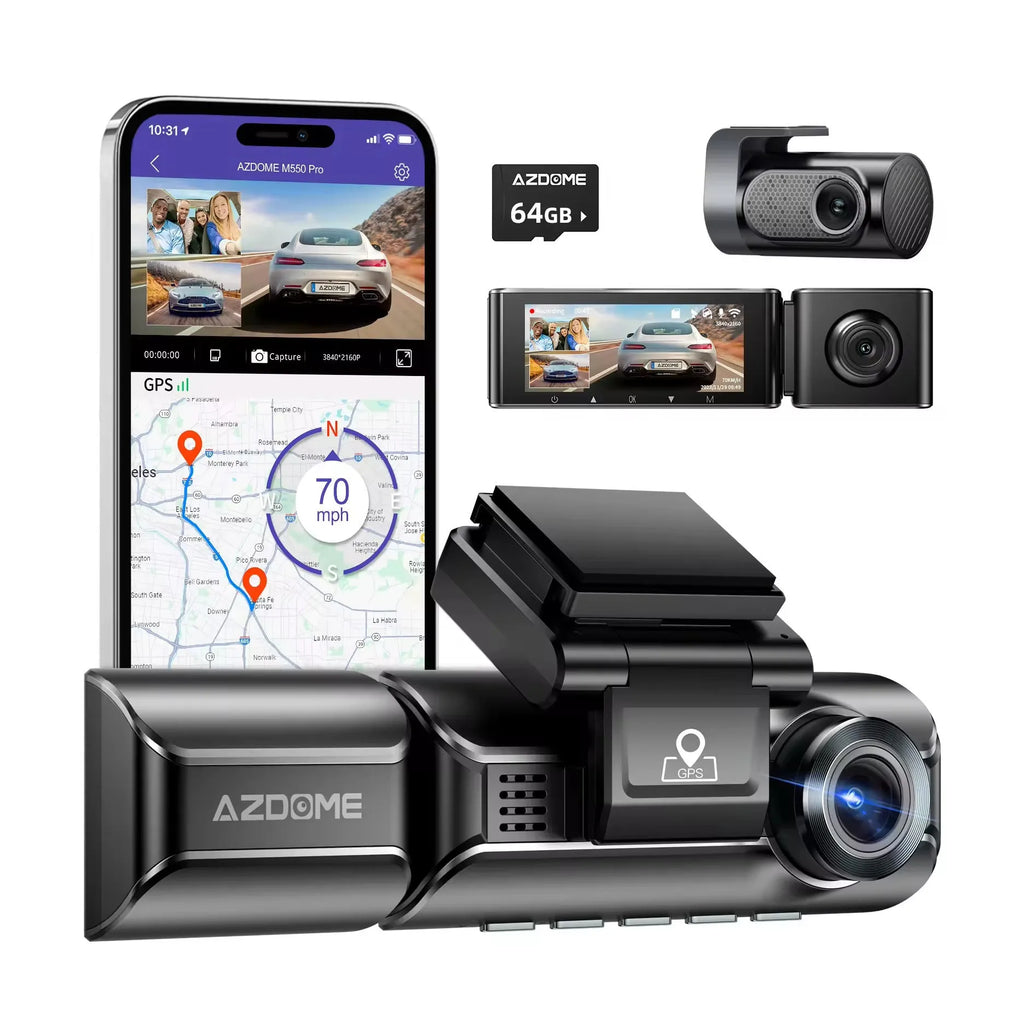 2K dash cam with front and rear lenses, 3.0 inch screen, night vision, WiFi and GPS for car driving recorder