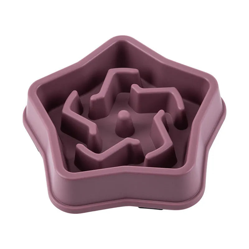 Yellow plastic dog slow feeding bowl with raised pattern measuring 20.1cm