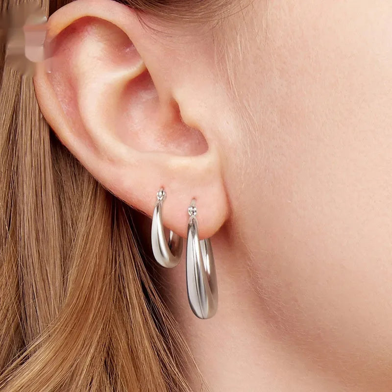 Copper geometry ring ear clip earrings for women in three sizes with electroplating finish