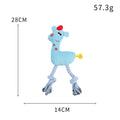 Blue plush deer-shaped dog toy with corn grain texture and sound function.