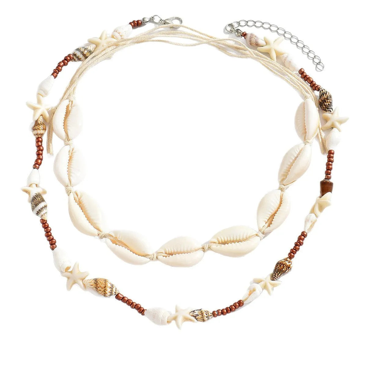 Natural shell geometric pendant necklace for women, handcrafted, bohemian style, colour X1900, on a regular chain.