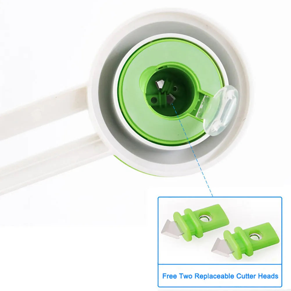 Plastic round paper cutter in orange colour on green background with A3 cutting capacity