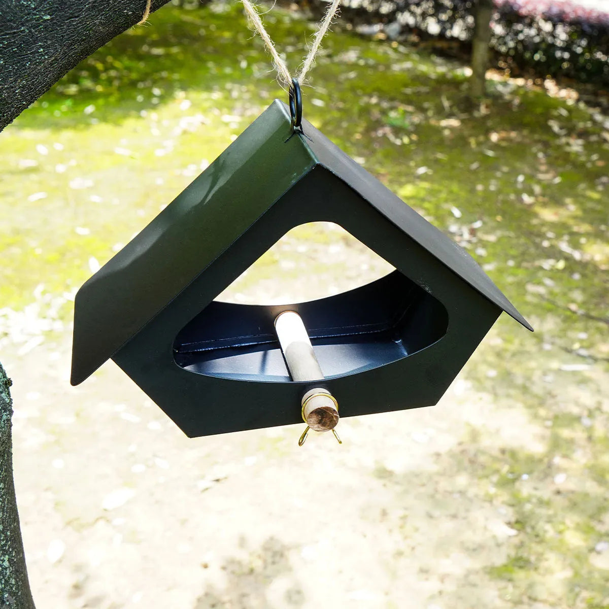 European-style iron bird nest with anti-rain outdoor design in garden setting
