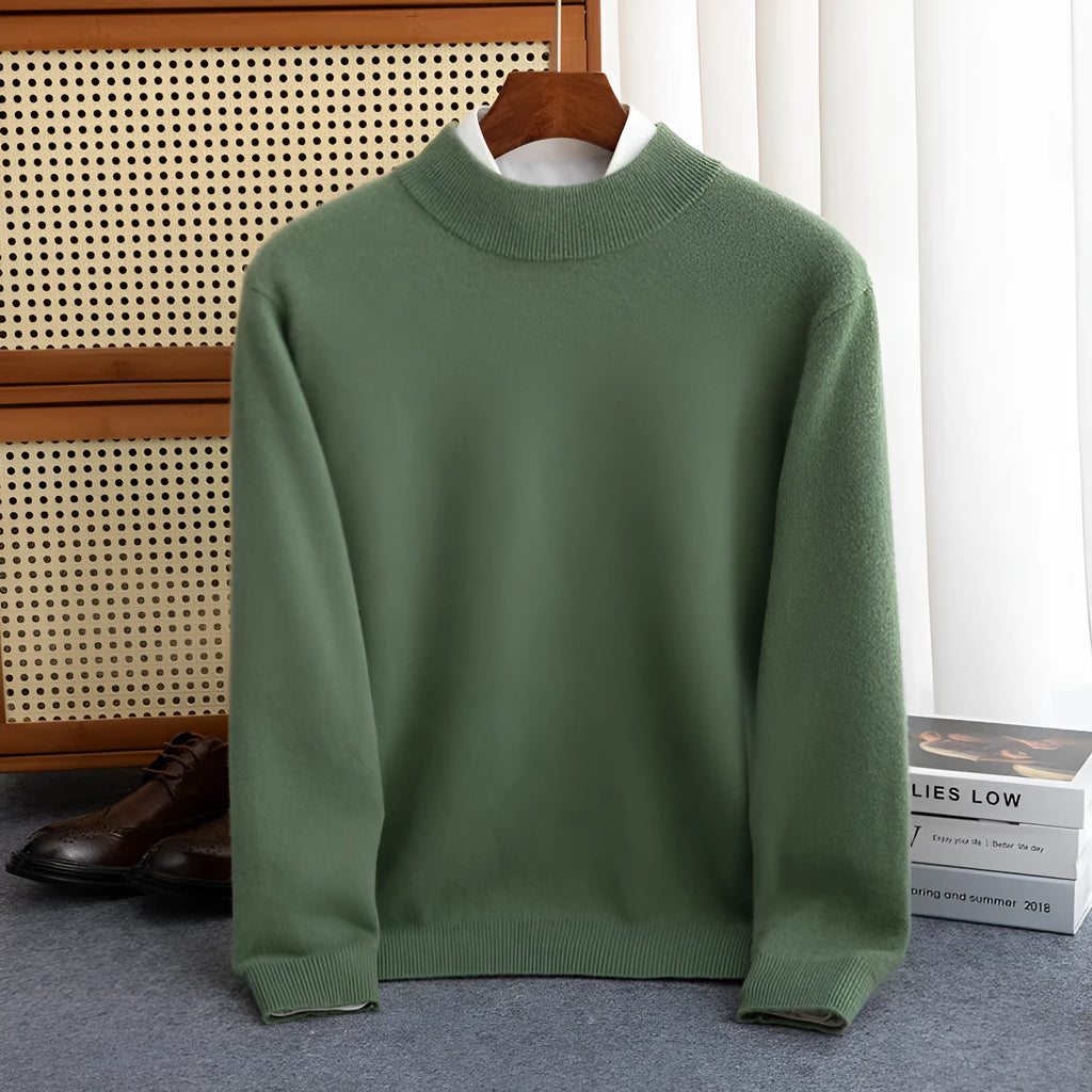 Men's half-collar loose fit wool sweater in winter business casual style