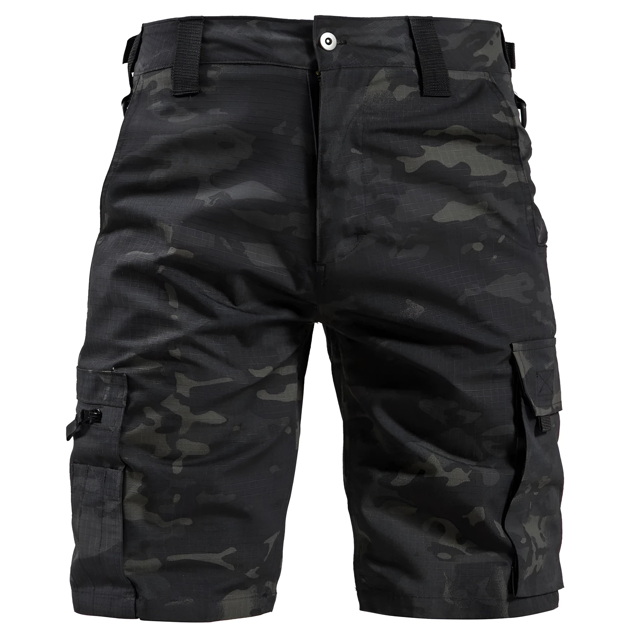 Tactical camouflage cargo shorts for summer training, knee-length, straight-leg, in army green colour, size 30-40