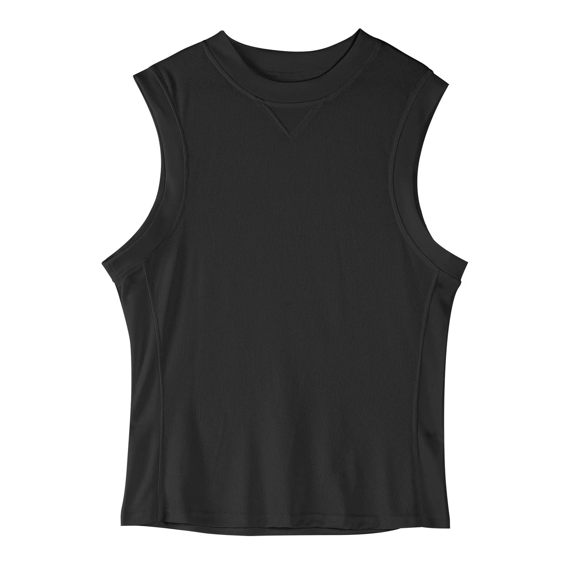 Casual loose-fit fitness vest in white or black chemical fibre blend fabric for summer sports wear