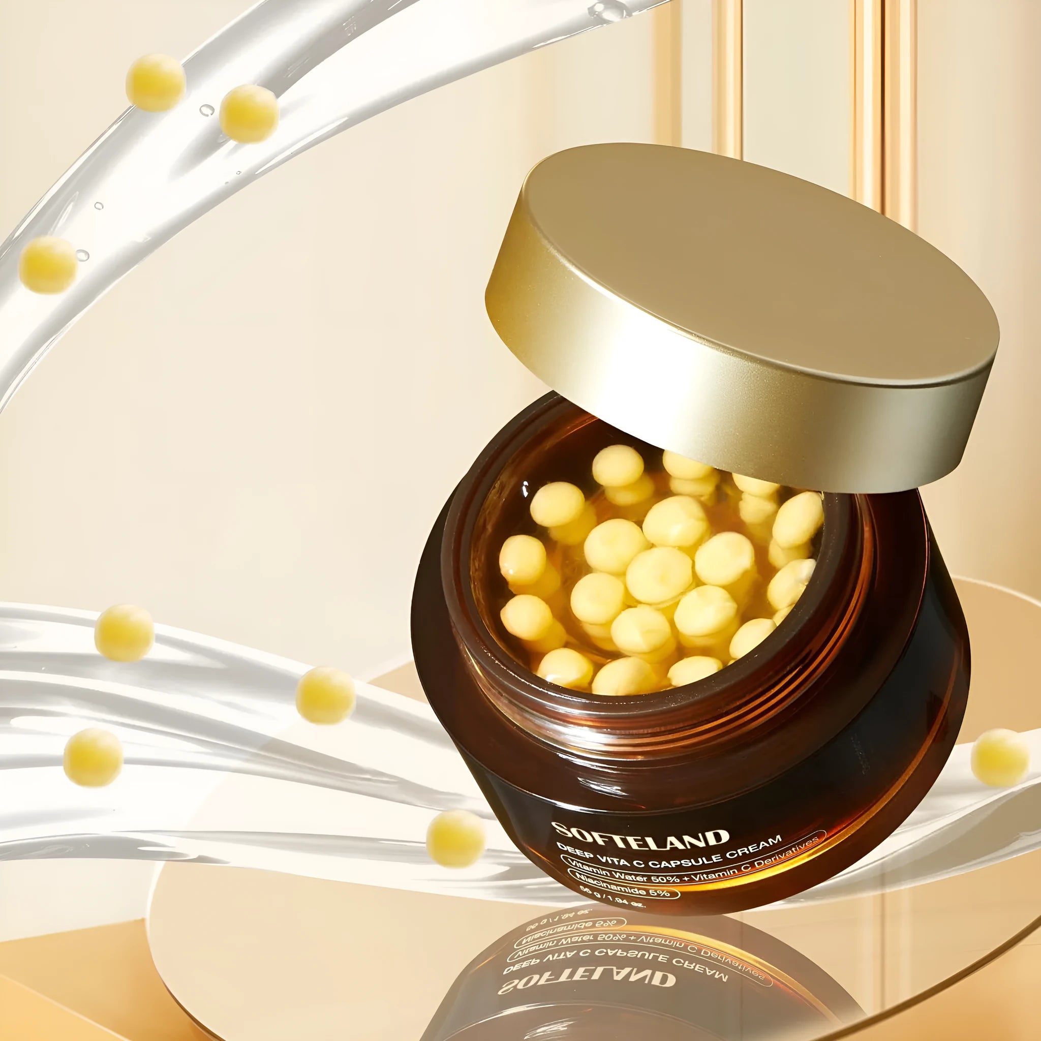 55g jar of portable vitamin C facial cream with spoon for daily skincare