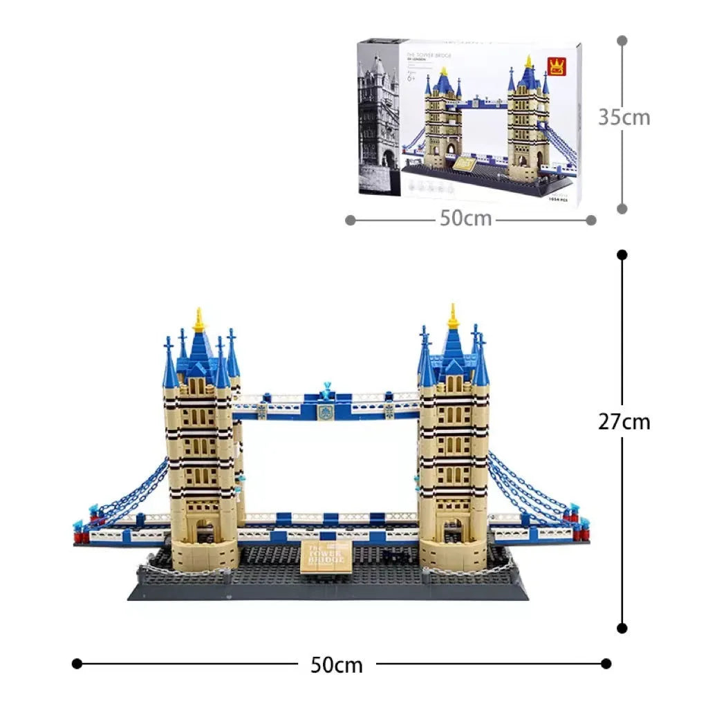 Wange building block street view set with landmark pieces including Eiffel Tower and Big Ben